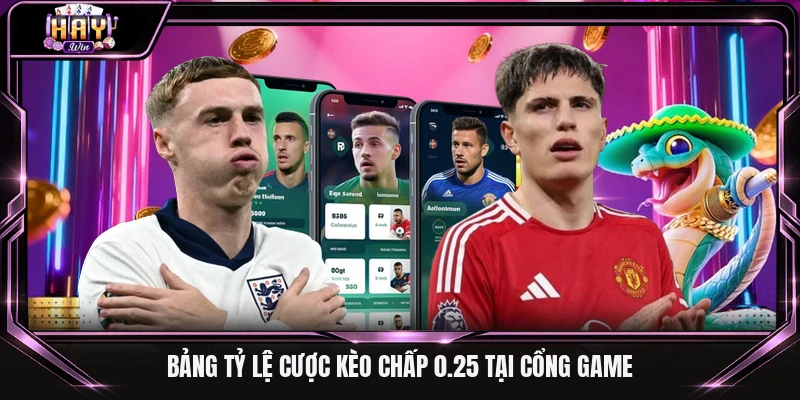 Bảng tỷ lệ cược kèo chấp 0.25 tại cổng game
